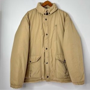 Vintage Survival Series Puffer Parka Coat 80’s Tan Zip Up Button Snap Mens Large